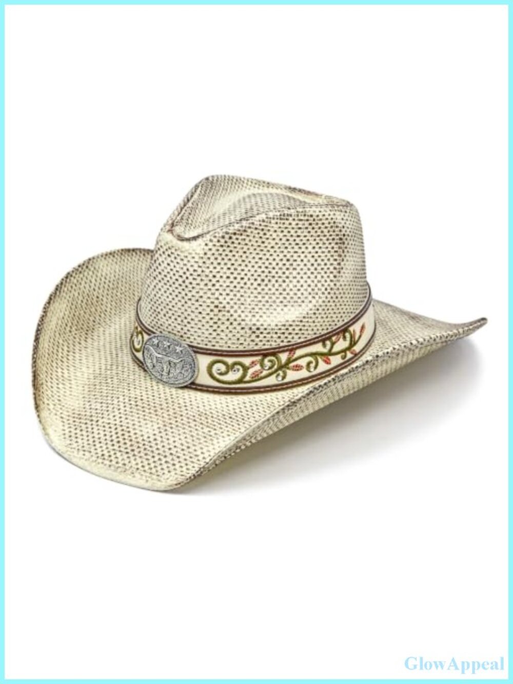 Distressed Straw Cowboy Hat Western Shapeable Brim Unisex
